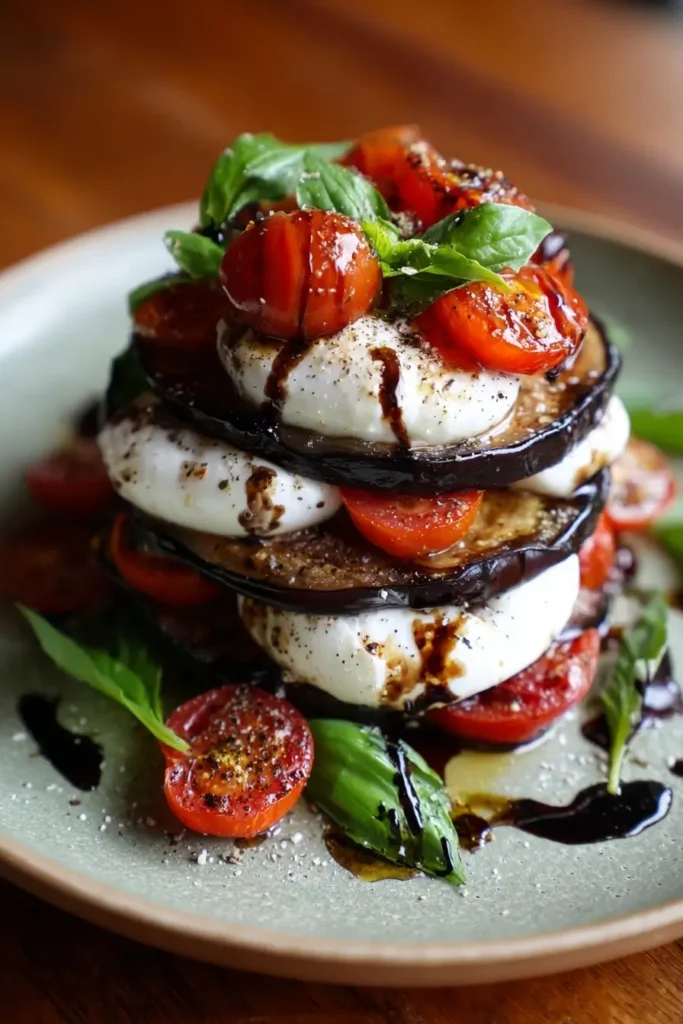 Burrata & Roasted Eggplant Stack