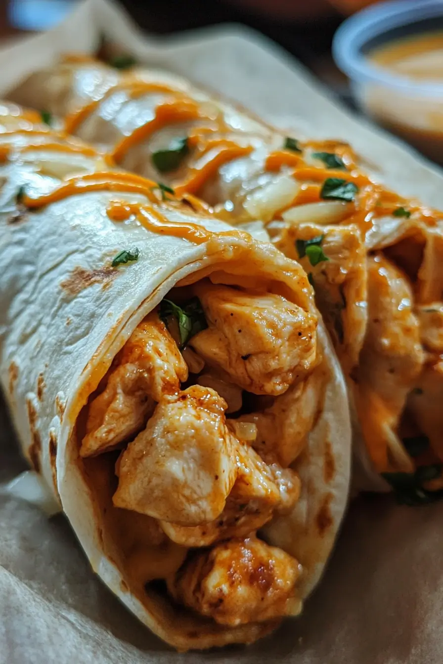 Cheesy Garlic Chicken Wraps