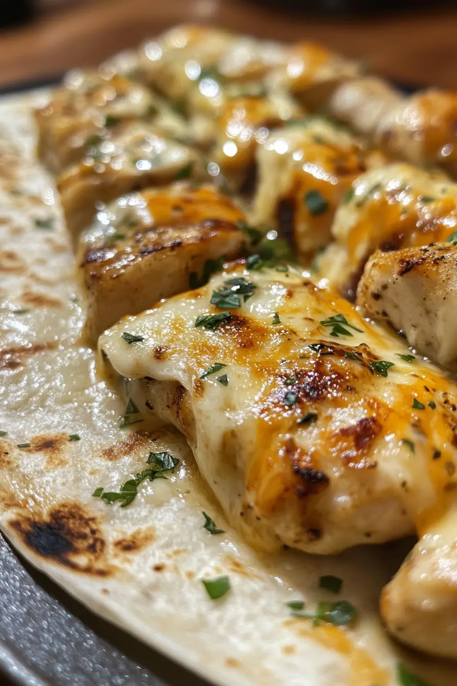 Cheesy Garlic Chicken Wraps