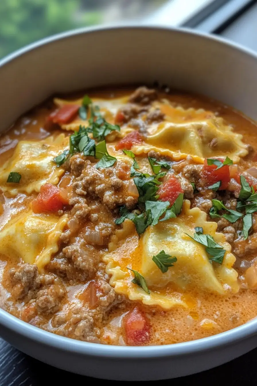  Crockpot Cheesy Ravioli Taco Stew