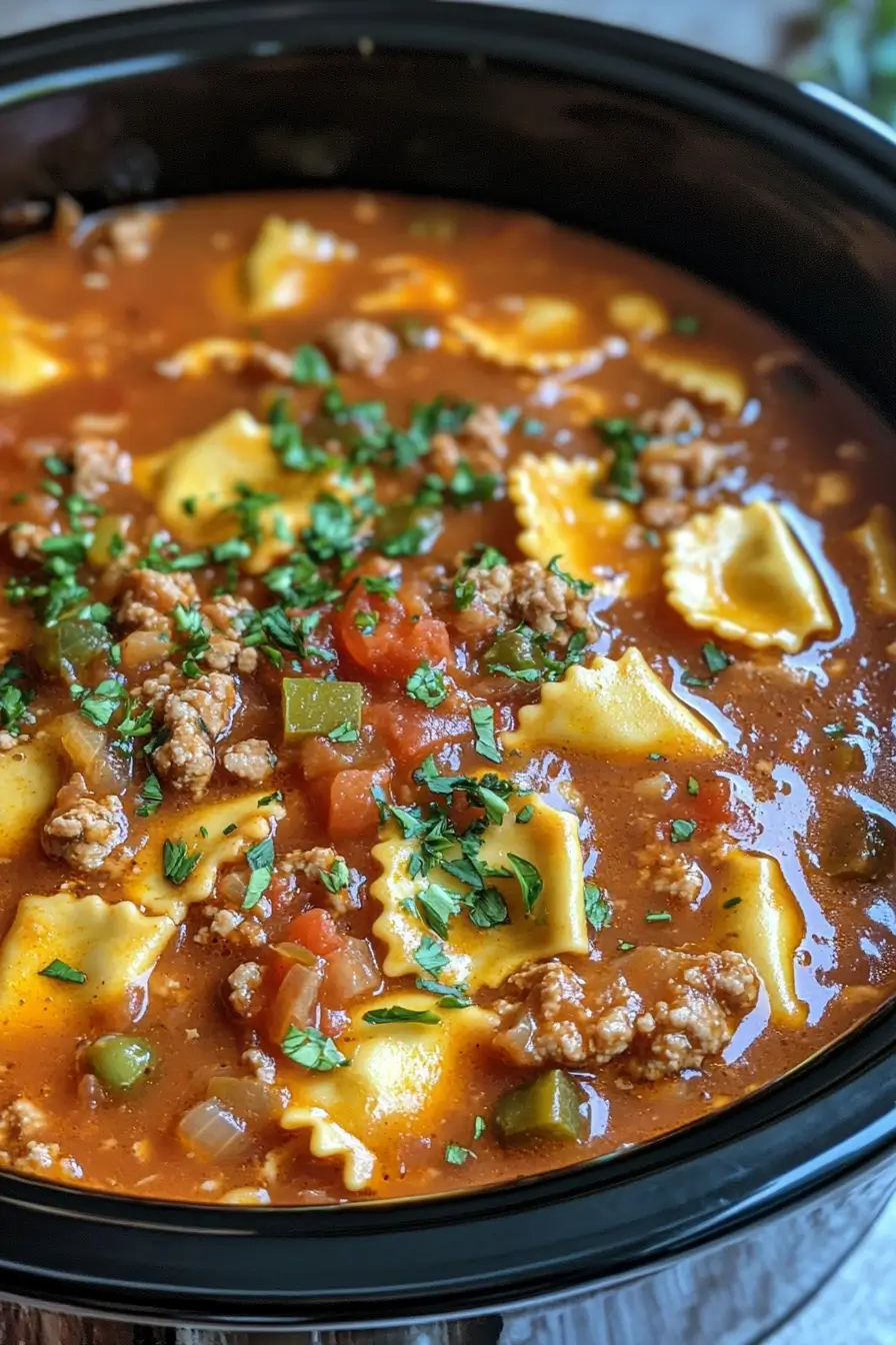  Crockpot Cheesy Ravioli Taco Stew