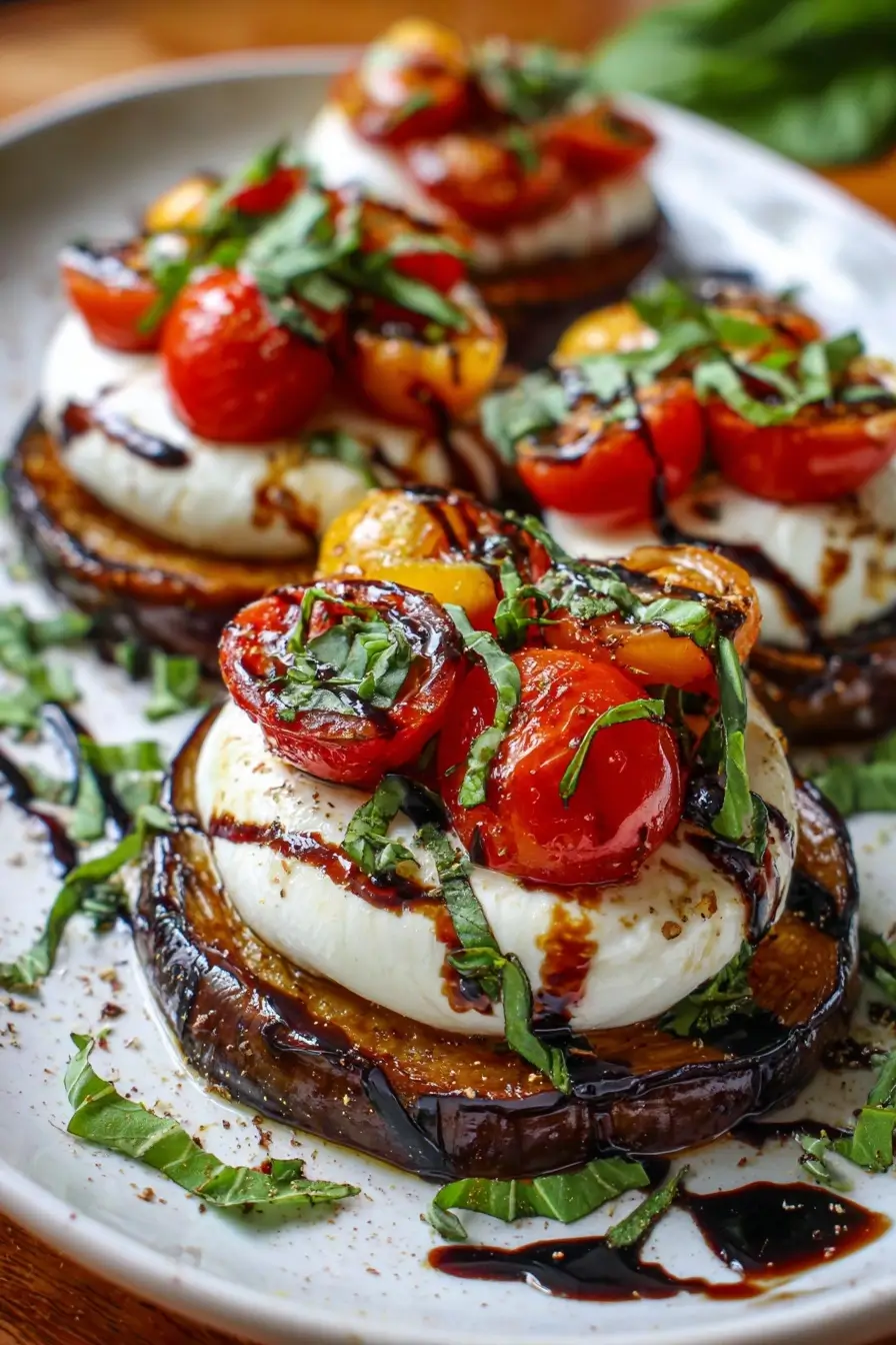 Burrata & Roasted Eggplant Stack